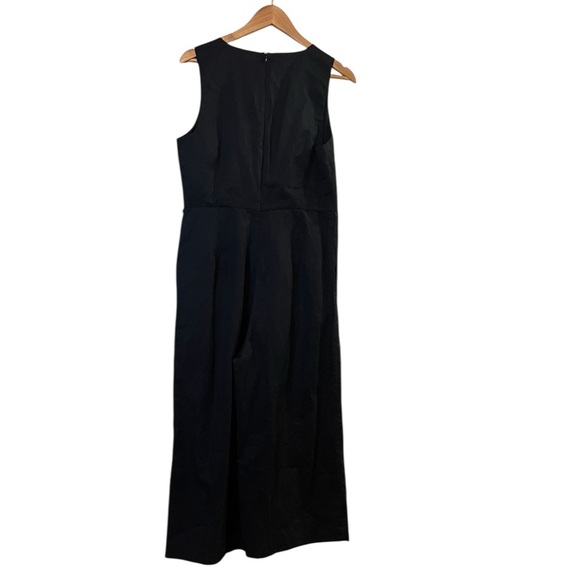 Banana Republic Black Sleeveless Cotton-Linen Cropped Wide-Leg Jumpsuit -Size 10 - Picture 3 of 7